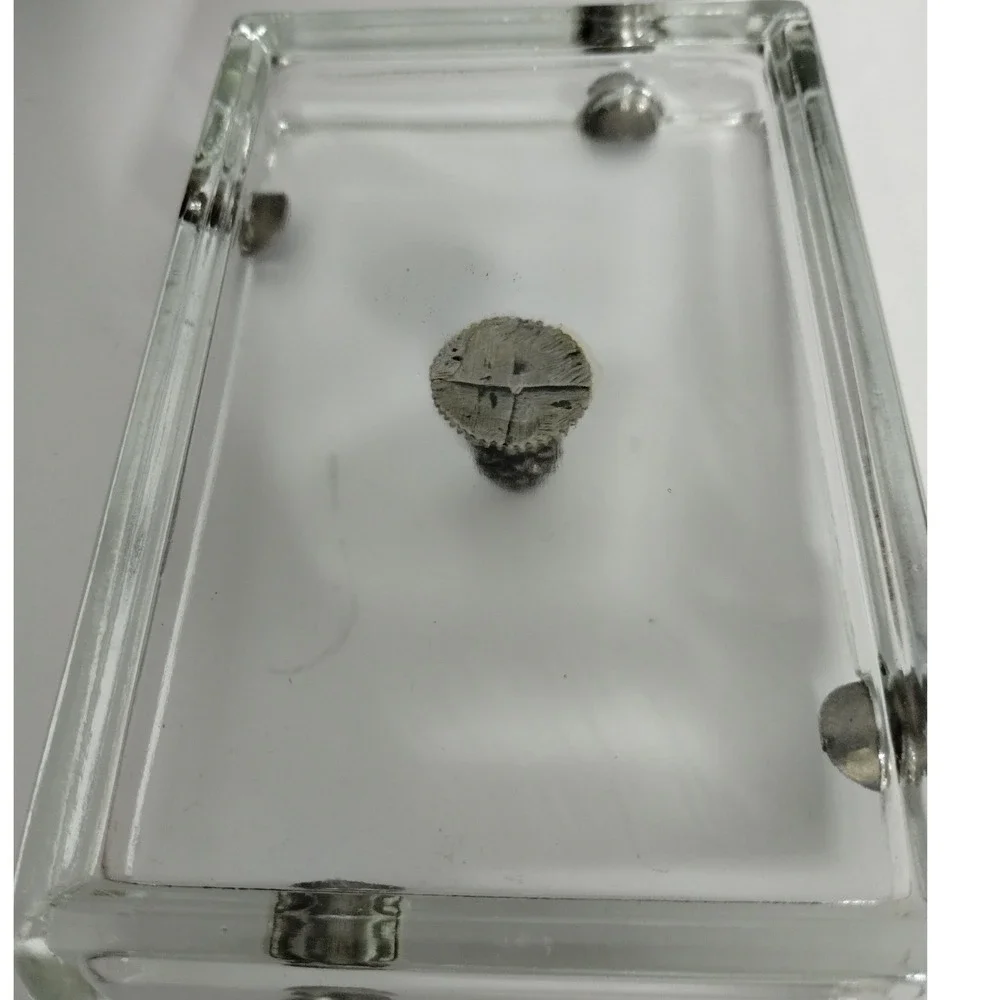 Vintage Glass Ashtray w Metal Cigarette Rests &‎ Acorn Finial Mid Century